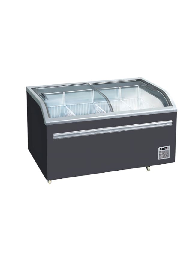 Black Deep Freezer Chest – Sliding Top Curved Glass Opening