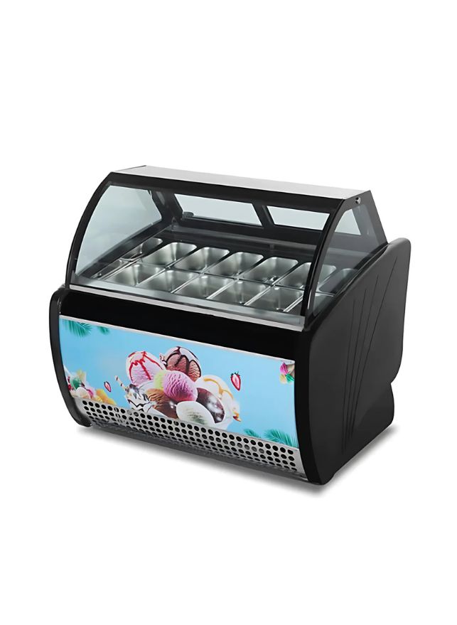 Ice Cream Freezer Display - Curved Gelato With Vitrine