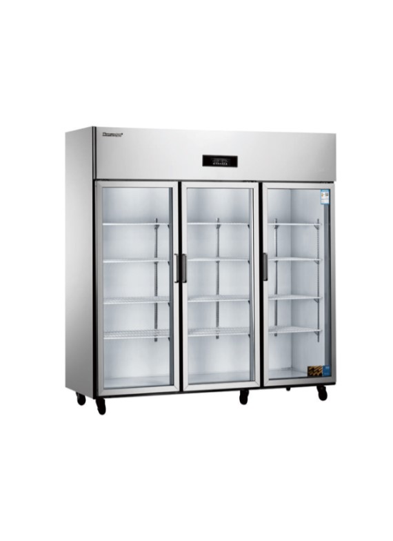 Glass Door Freezer – Triple Opening Stainless Steel