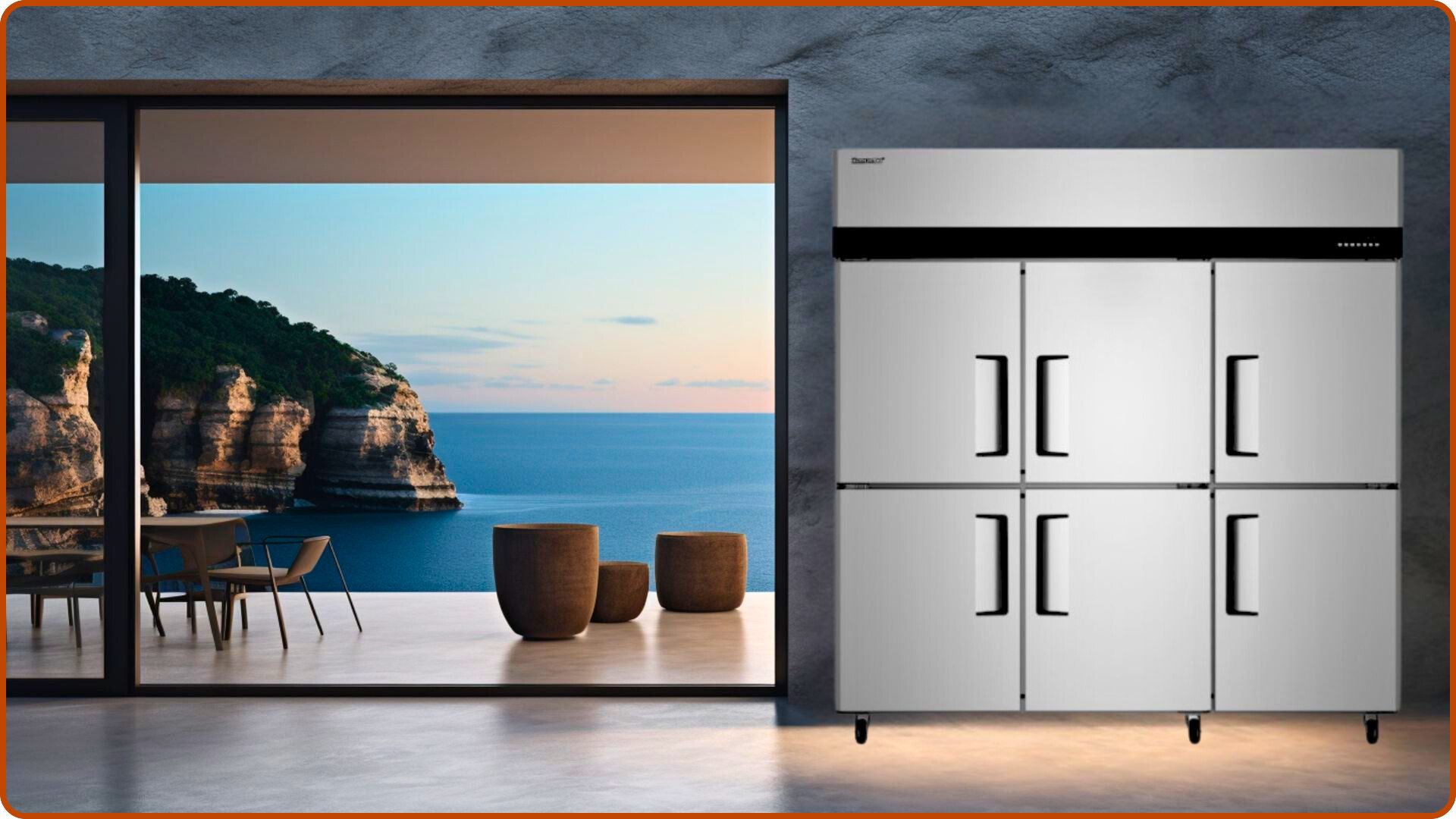 Upright Freezer Stainless Steel-Six Opening